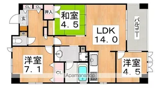 クラウンハイム西田辺【10階】の間取り