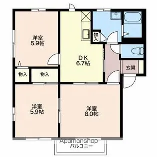 コスモスハイツDE【D201号室】の間取り