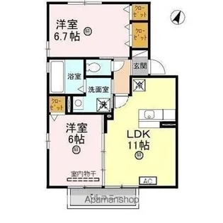 クレール森田 A【2階】の間取り