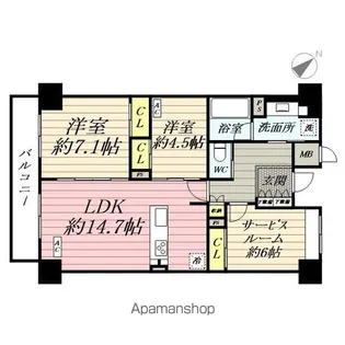 クラシアム神奈川台場【709号室】の間取り