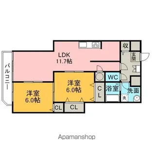コンフォートフカヤ【6階】の間取り
