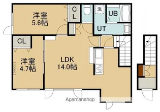 2LDKの間取り画像