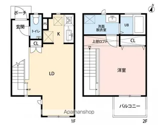 千葉県柏市若柴【テラスハウス】の間取り