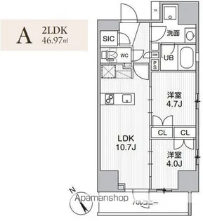 グランエール西日暮里NORTH【11階】の間取り