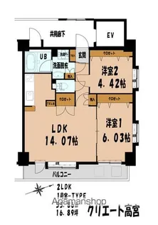 クリエート高宮【501号室】の間取り