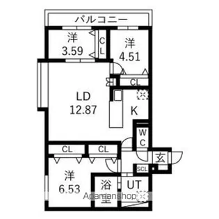 CONFIA KITA21JYO(コンフィア北21条)【206号室】の間取り