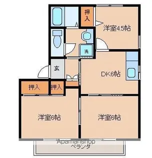 ファミール木花台A棟【201号室】の間取り