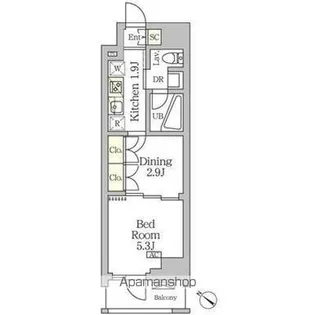 アジールコート松濤【6階】の間取り