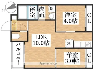 2LDKの間取り画像
