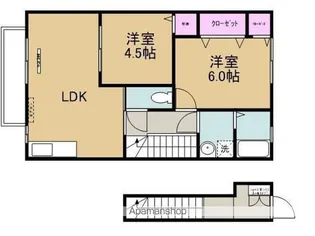 ローズコート阿部C・D棟【2階】の間取り