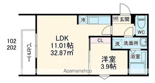 セレーネ元山【1階】の間取り