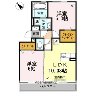ライジングサン西宮 B棟【3階】の間取り