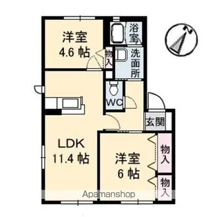 フォンテーヌ 大福 B棟【1階】の間取り