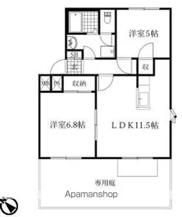 ルミエールKANYU B棟【1階】の間取り