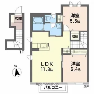 アミスターⅠ【2階】の間取り