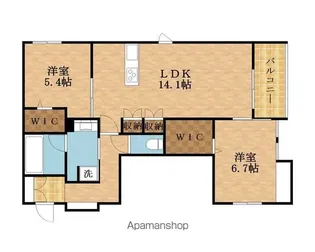 内代レジデンスサウス【1階】の間取り