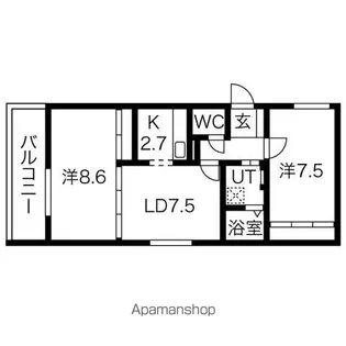 ヴィラ新琴似【2階】の間取り