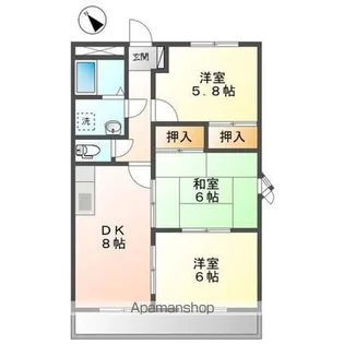 滋賀県栗東市中沢2丁目【マンション】の間取り