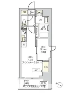 コスモグラシア新宿西早稲田【6階】の間取り