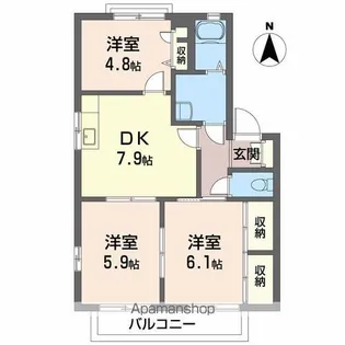 ハイツ西光寺C棟【2階】の間取り