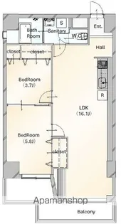 小田原45ビル【801号室】の間取り