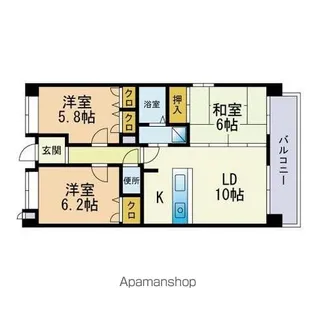 シャンパーニュリジェ【702号室】の間取り