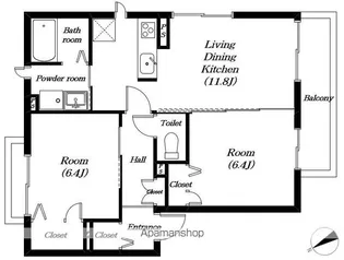 シャーメゾンリ—ヴ【302号室】の間取り