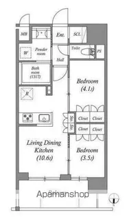 ACP RESIDENCE三ノ輪【12階】の間取り
