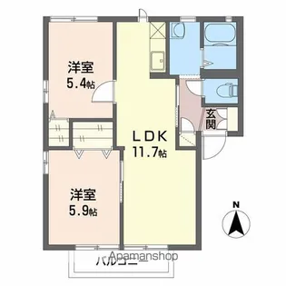 アンソレイエ21 A棟【2階】の間取り