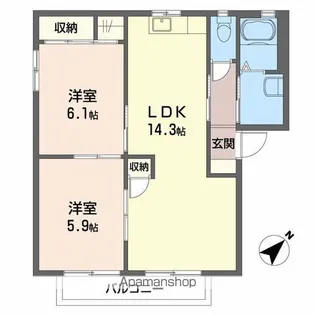 グリーンヴィラージュ A【1階】の間取り