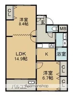 ウイング河和【3階】の間取り