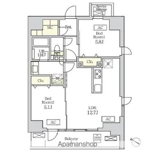 コスモグラシア新宿西早稲田【11階】の間取り