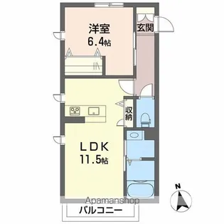 LUNA B棟【201号室】の間取り