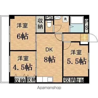 サバーブス菱山【302号室】の間取り