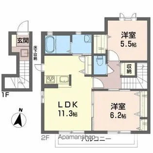 カーサレイールC【201号室】の間取り