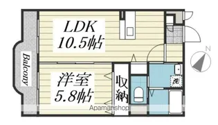 ティエドゥール知手 北棟【102号室】の間取り