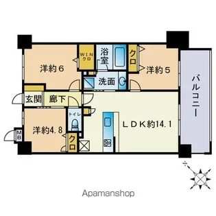 グランフォーレ春日原駅前レジデンス【3階】の間取り