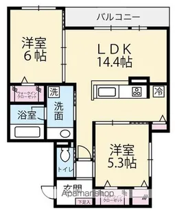 GRADIENCE B【202号室】の間取り