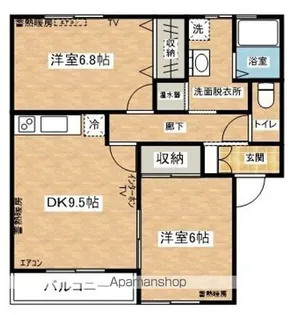 ラポール二ツ森【102号室】の間取り