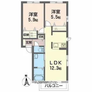 シャーメゾンMF B棟【1階】の間取り