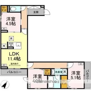 セレスティア細田A【1階】の間取り