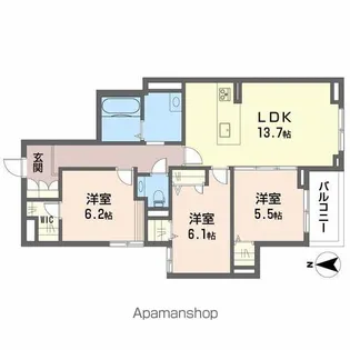 シャーメゾンステージ古川西 B棟【2階】の間取り