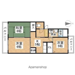 ボヌール扶桑【105号室】の間取り