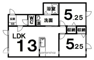 LE SOLEIL 新釧路川【105号室】の間取り