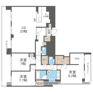 ブランズ円山裏参道レジデンス【6階】の間取り