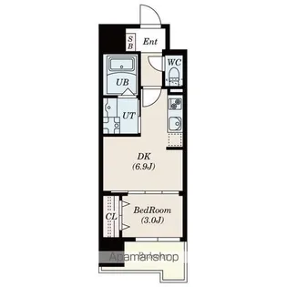 SーRESIDENCE六ツ門ABREASTⅡ【12階】の間取り