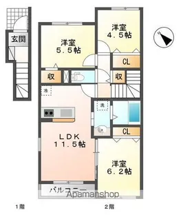 サンハイツ2【2階】の間取り