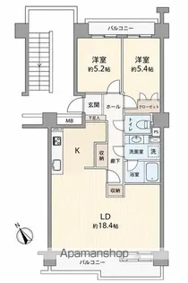 サンパセオ新柏D【6階】の間取り