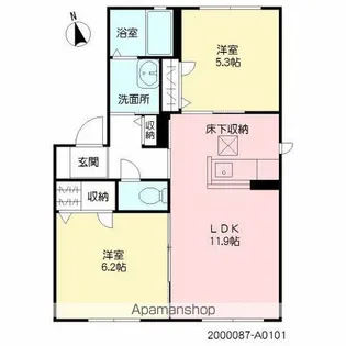 シャーメゾン永江町【101号室】の間取り