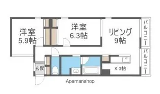 プルミエールメゾン南円山【3階】の間取り